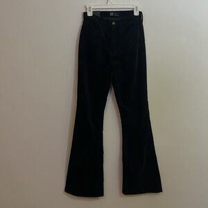 Gap Womens 2 Velvet Pants High Rise 70s Flare‎ Leg NWT Black 26x33
